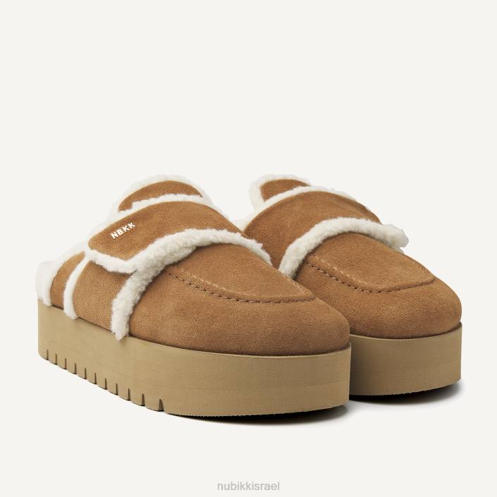 נעליים D4T8100 Nubikk נשים כפכפי פרווה שמנמנים בטדי קוניאק