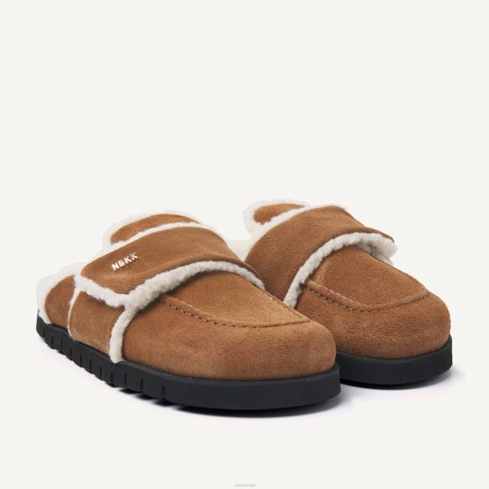 נעליים D4T857 Nubikk גברים כפכפי פרווה בטדי קוניאק