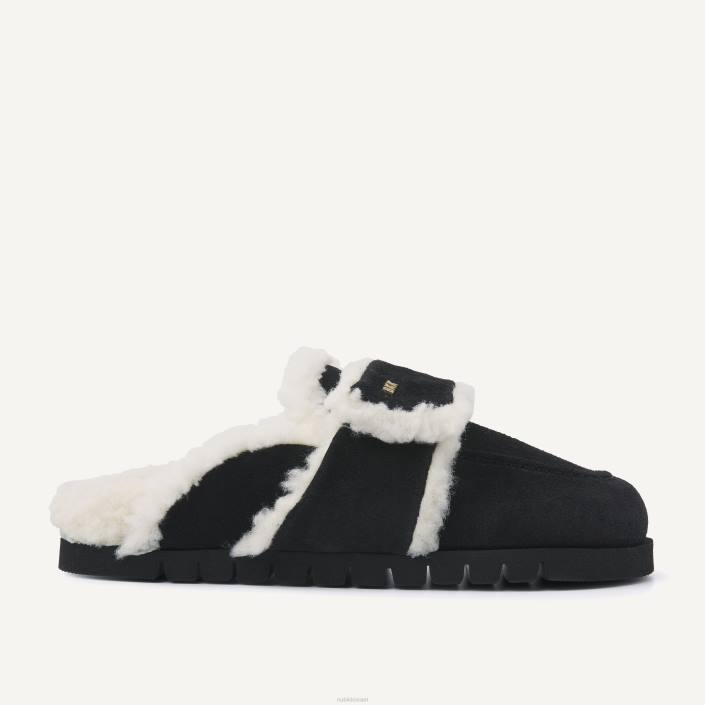 נעליים D4T858 Nubikk גברים כפכפי פרווה בטדי שָׁחוֹר