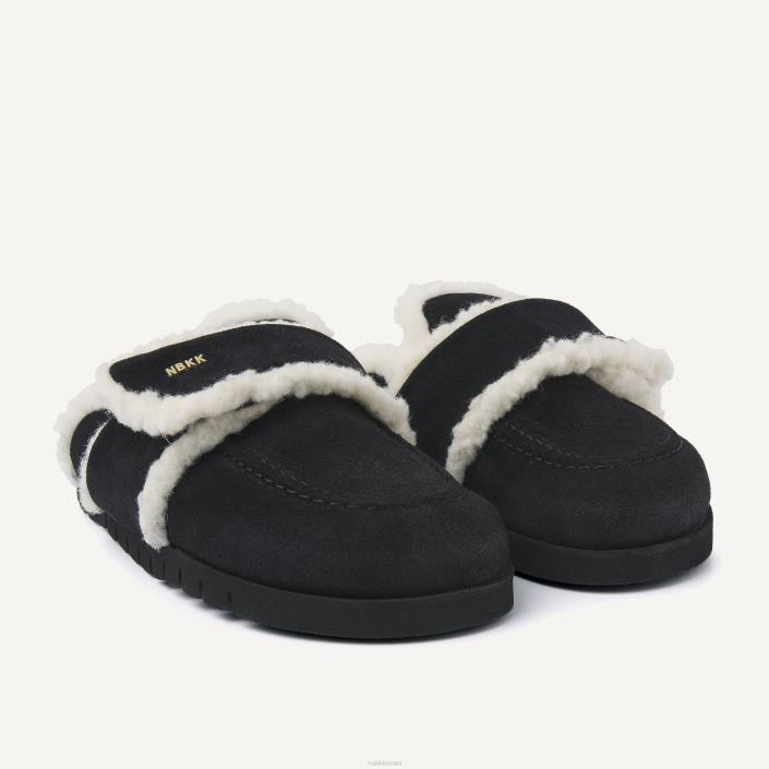 נעליים D4T858 Nubikk גברים כפכפי פרווה בטדי שָׁחוֹר